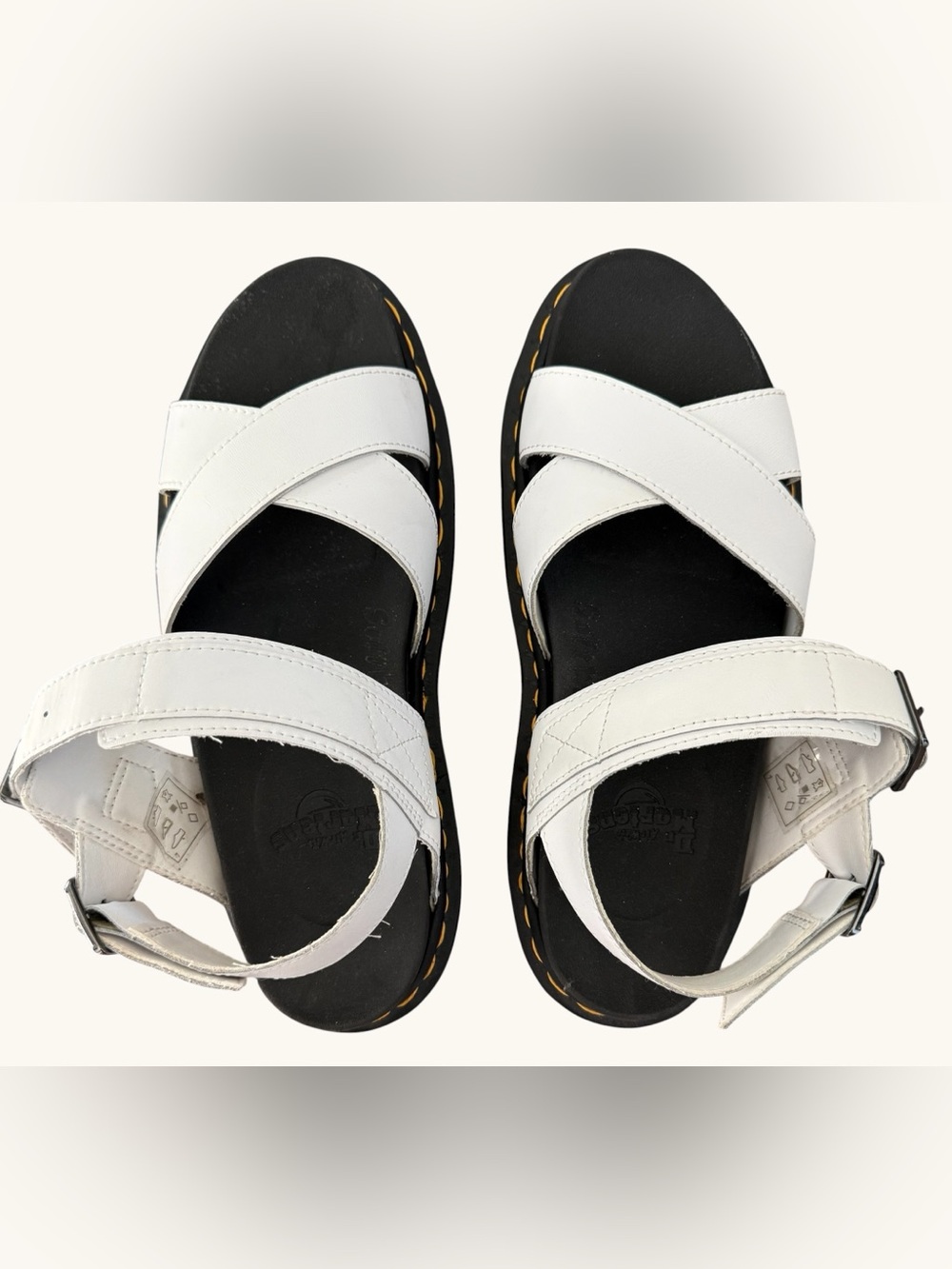 Dr. Martens White Leather Crisscross Strap Sandals